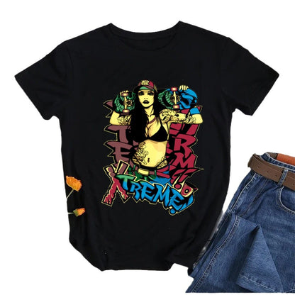 Trendy Urban Streetwear Graphic Tee - Casual Black T-Shirt