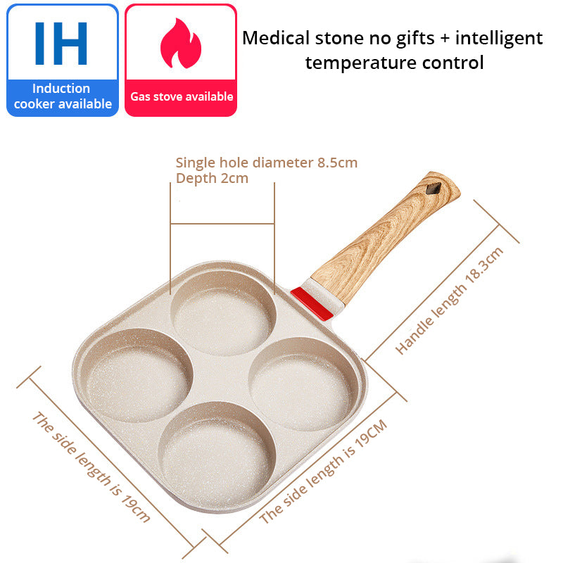 Non-Stick Four-Hole Household Breakfast Pan for Fried Eggs and Burgers