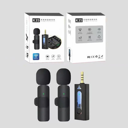 K35 Professional Wireless Lapel Microphone - Noise Reduction Condenser Mic for Recording