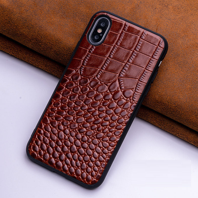 Luxury Crocodile Pattern Genuine Leather Phone Case for iPhone 14 13 12 11 Pro Max - Premium Slim Back Cover