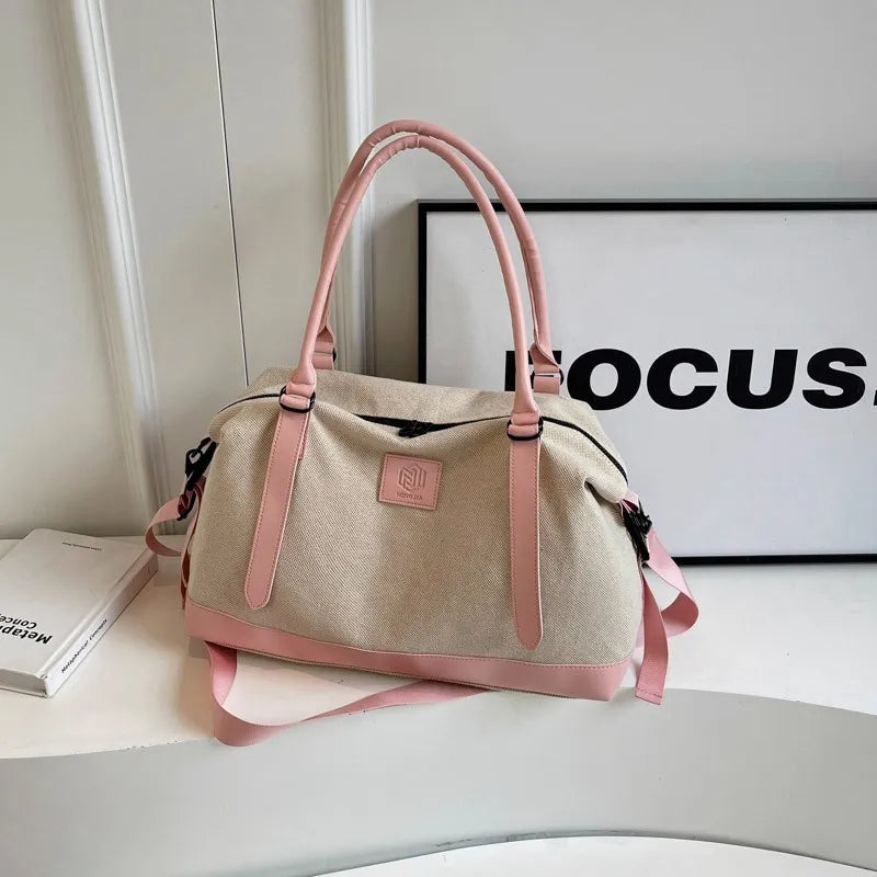 Stylish Contrast Color Travel Duffel Bag (Weekend/Gym Use)