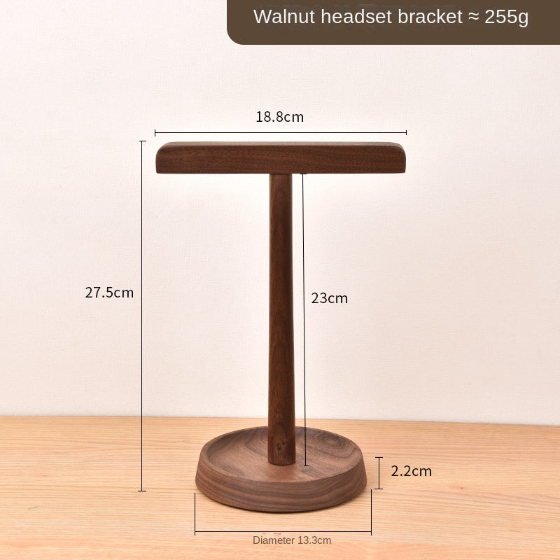 Walnut Wooden Headphone Stand - Real Wood Headphone Holder & Desktop Display Rack