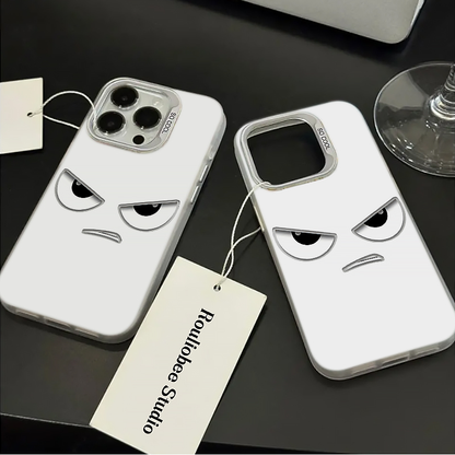 Creative Angry Emoji Face Laser Phone Case for iPhone 15 14 13 Pro Max - Cute Holographic Soft Cover