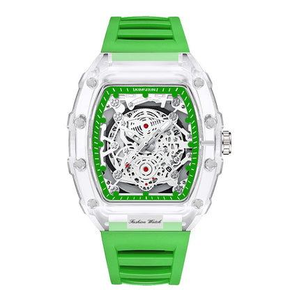 Luxury Fashion Transparent Men's Watch - Luxury Tonneau Quartz Sports Watch