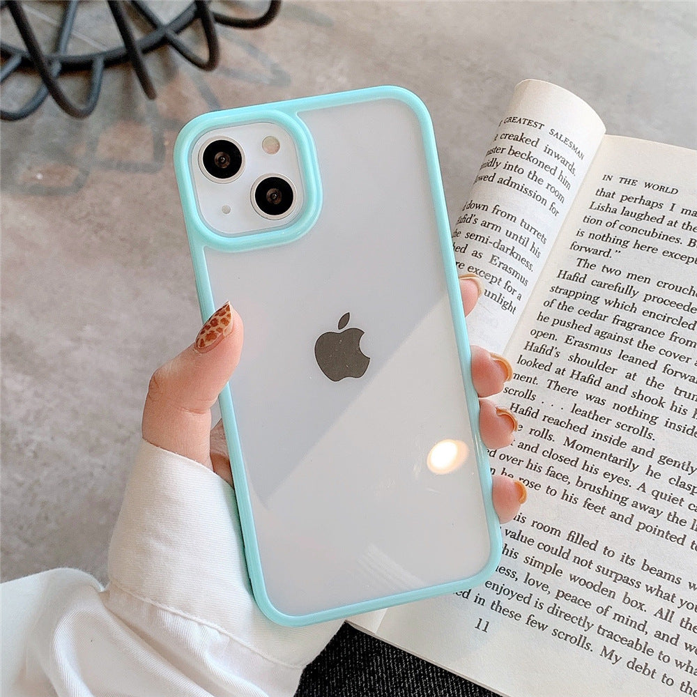 Candy Color Frame Clear Acrylic Phone Case for iPhone 15 14 13 12 Pro Max - Transparent Matte Shockproof Cover
