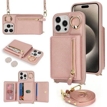 Multifunctional Zipper Coin Purse Phone Case - Crossbody Wallet Case with Card Slots for iPhone