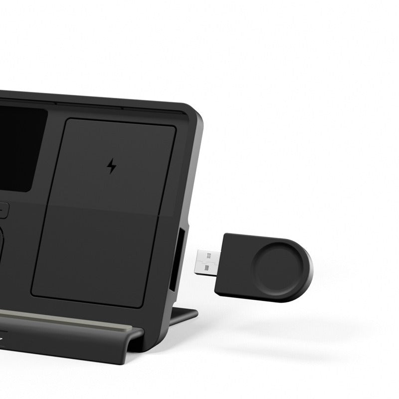 3-in-1 Fast Wireless Charging Station with Digital Alarm Clock - Multi-Device Desk Charger Stand
