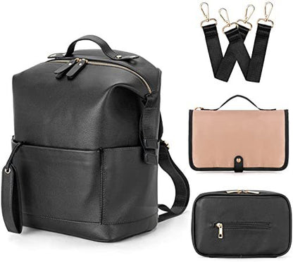 Large Capacity PU Leather Mommy/Diaper Bag Backpack