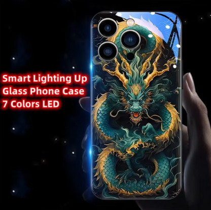 Golden Dragon Art Glass Phone Case - Traditional Chinese Chic Zhaocai Phone Cover