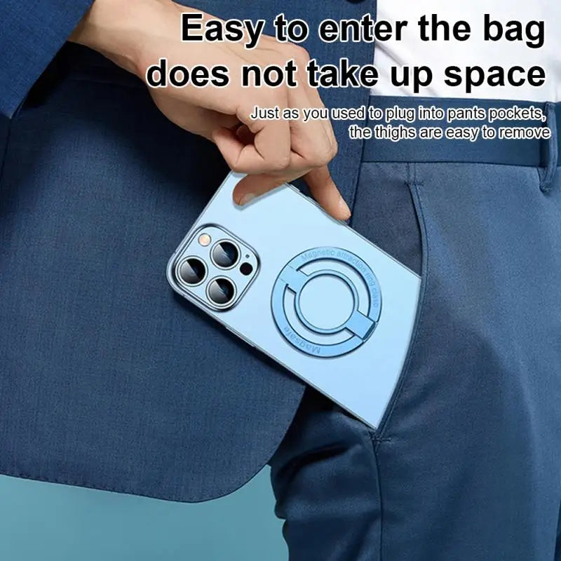 Magnetic Finger Ring Stand Holder Grip for iPhone 15 14 13 12 Pro Max - Zinc Alloy Non-Adhesive MagSafe Kickstand