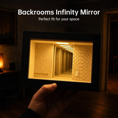 LED Abyss Mirror Display Case - Wooden Infinity Shadow Box for Mini Figures