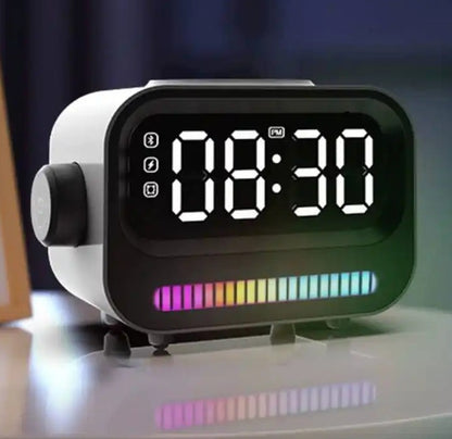 Multifunctional Digital Alarm Clock with Wireless Charger - Bluetooth Speaker & Voice-Controlled Night Light