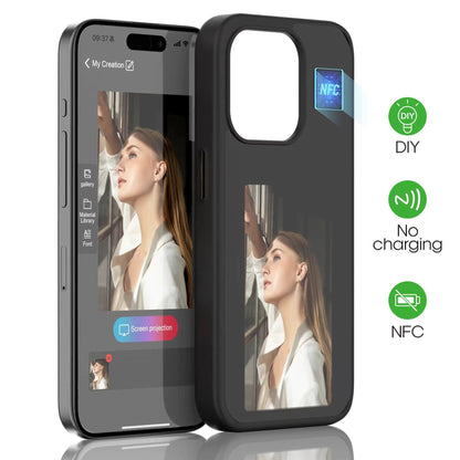Smart E-Ink Screen NFC DIY Photo Display Phone Case for iPhone 15 14 13 Pro Max - Battery-Free Refreshable Cover