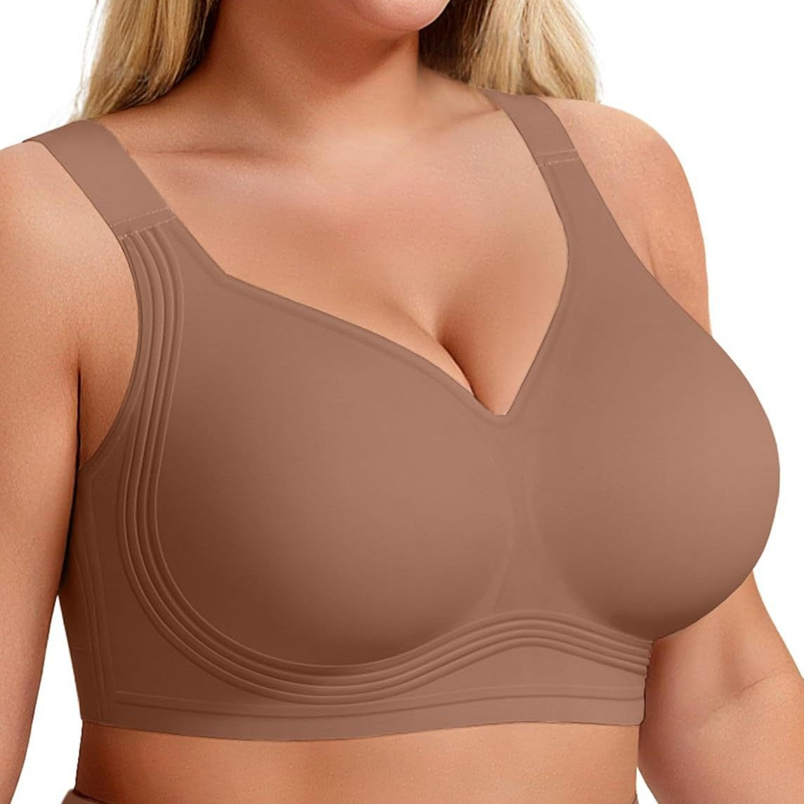 Non-Wire Full Coverage Comfort Bra - Seamless Push-Up Top for Large Bust