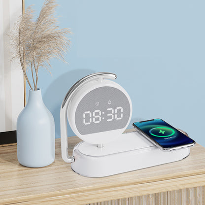3-in-1 Multifunctional Digital Alarm Clock with Wireless Charger & Night Light - Desktop Charging Station Stand