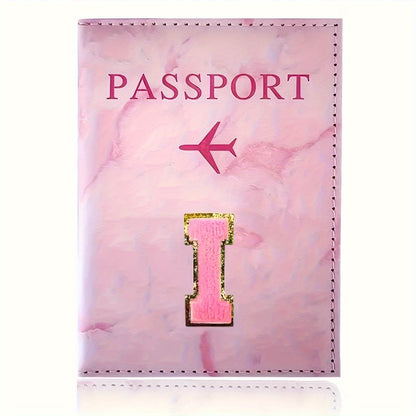 Monogrammed Pink Marble Effect Passport Clip