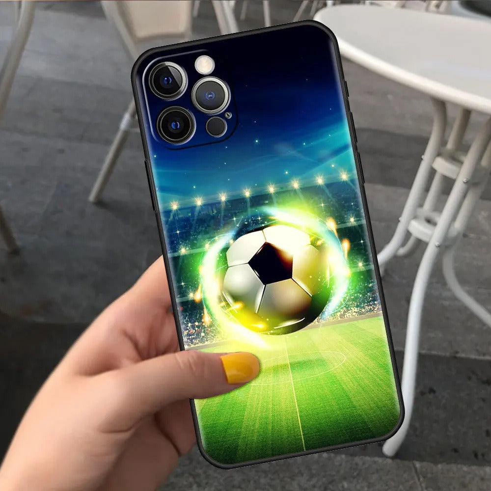Football Soccer Pattern Soft TPU Phone Case - Sports Graphic Protective Cover for iPhone 15 14 13 Pro Max