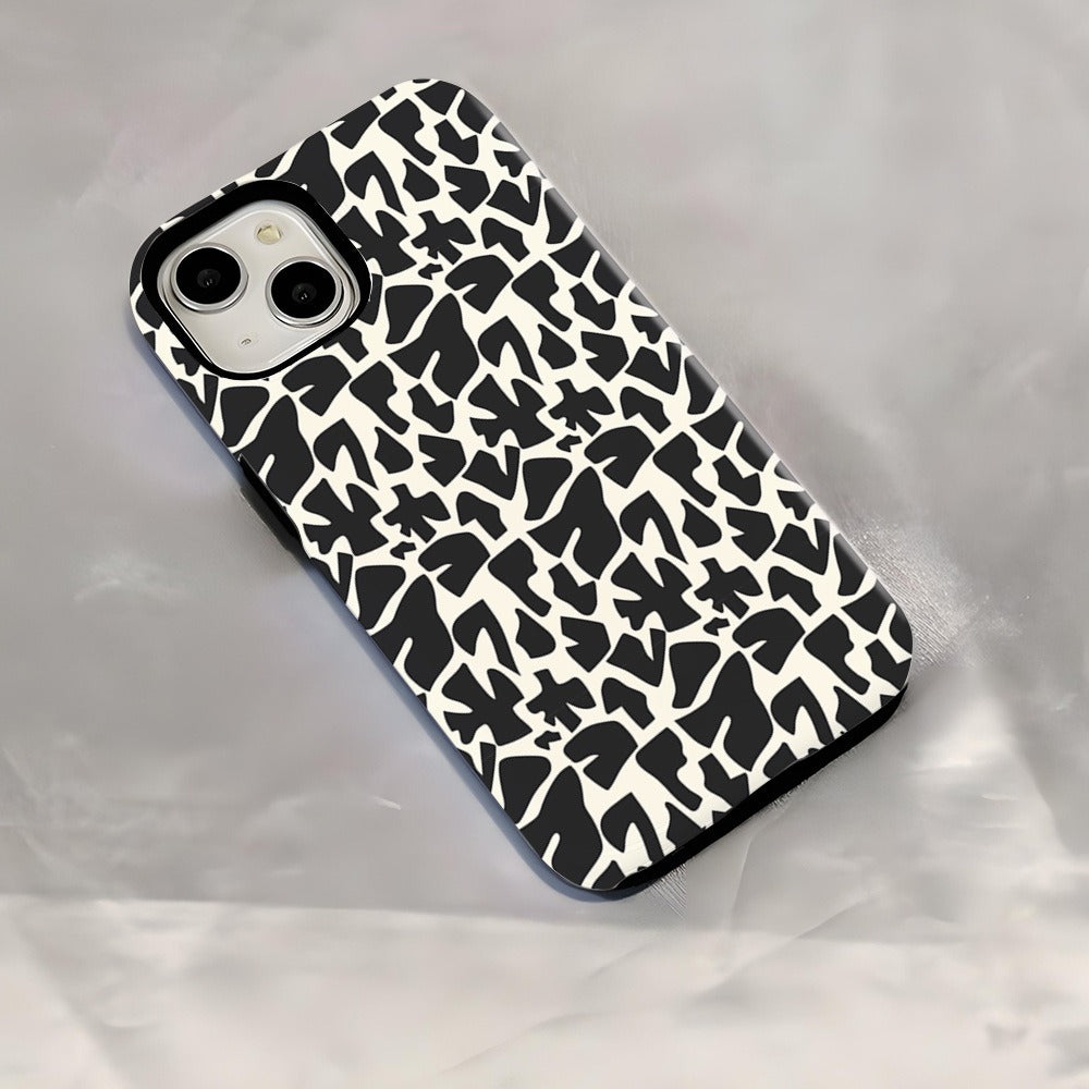 Black Abstract Cracked Marble Pattern Hard Phone Case for iPhone 16 15 14 13 Series