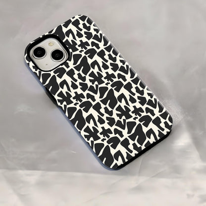 Black Abstract Cracked Marble Pattern Hard Phone Case for iPhone 16 15 14 13 Series