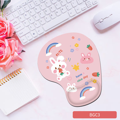 Cute Bunny Silicone Wrist Rest Mouse Pad - Soft Ergonomic Non-Slip Hand Support Pad for Gaming