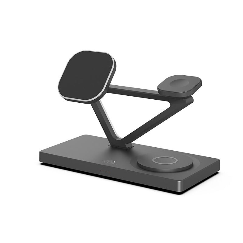 Magnetic 15W 5-in-1 Fast Wireless Charging Stand - Multi-Device Desktop Charger for Smartphones, Watches & Earphones