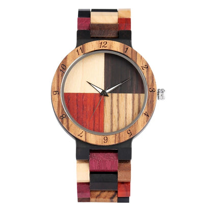Stylish Wooden Couple Watches - Handmade Eco-Friendly Quartz Watch with Multi-Color Wood Band