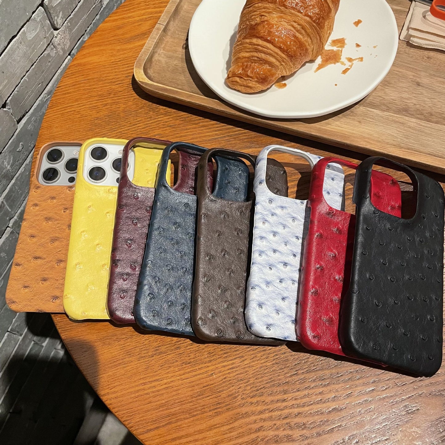 Business Ostrich Texture Leather iPhone Case - Anti-Drop Shockproof Half-Pack Shell