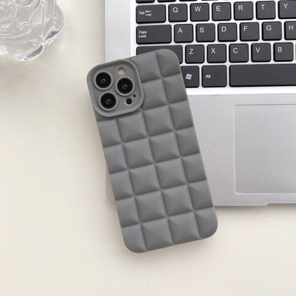3D Stereo Lattice Puffer Phone Case for iPhone 14 Pro Max - Soft Silicone Geometric Protective Cover