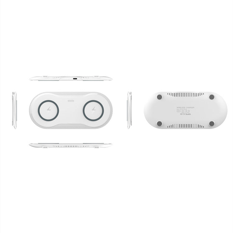 Dual 2-in-1 Fast Wireless Charger Pad 10W for Two Phones / AirPods - Double Charging Mat