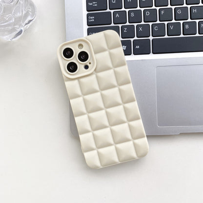 3D Stereo Lattice Puffer Phone Case for iPhone 14 Pro Max - Soft Silicone Geometric Protective Cover