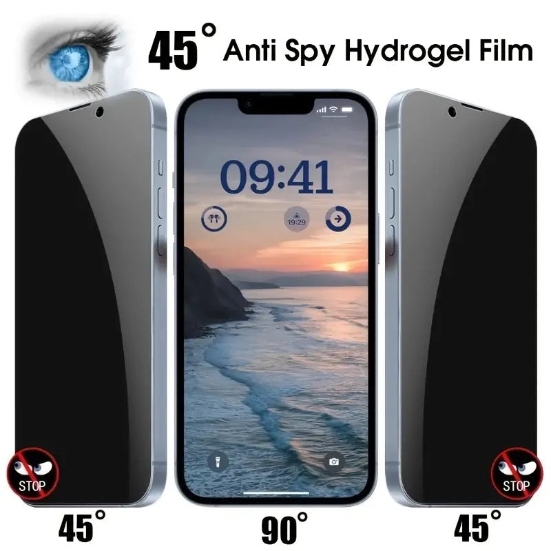 9H Hardness Anti-Spy Privacy Tempered Glass Screen Protector for iPhone 15 14 13 12 11 Pro Max - Full Cover Film