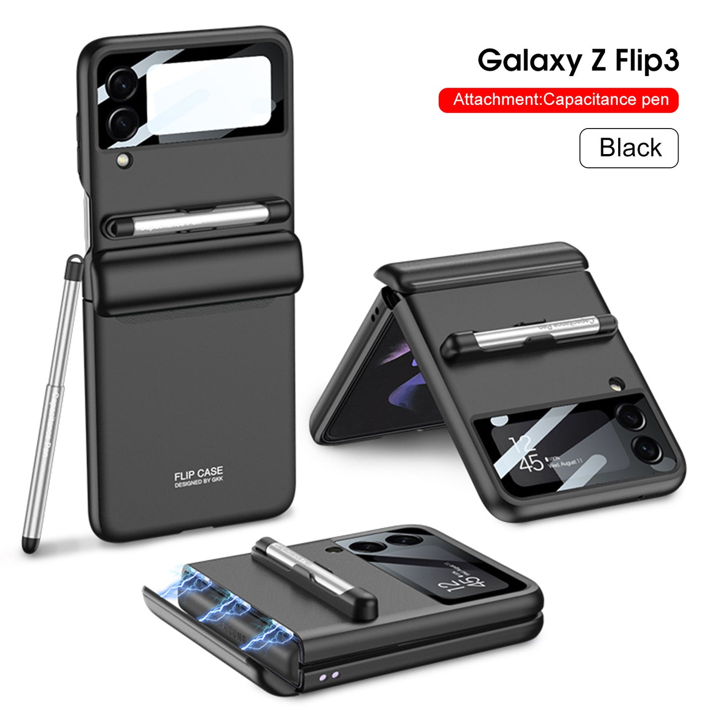 Premium Magnetic Suction Phone Case for Samsung Z Flip 3 - Full Body Folding Screen Cover with Pen Slot & Stylus