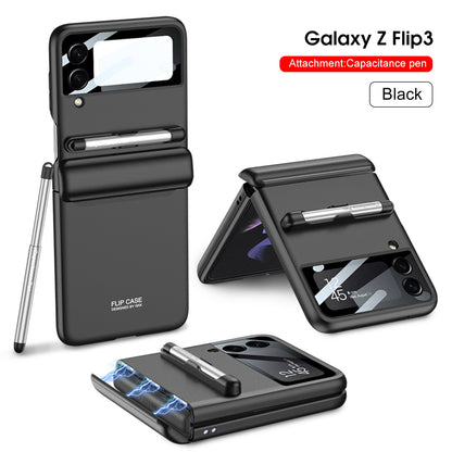 Premium Magnetic Suction Phone Case for Samsung Z Flip 3 - Full Body Folding Screen Cover with Pen Slot & Stylus