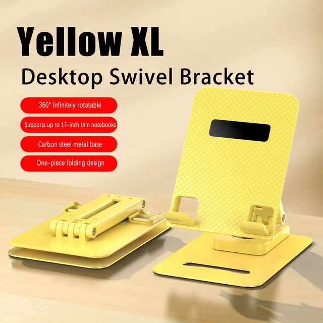 Metal Enlarged 360° Rotating Phone & Tablet Stand - Foldable Desktop Support Bracket
