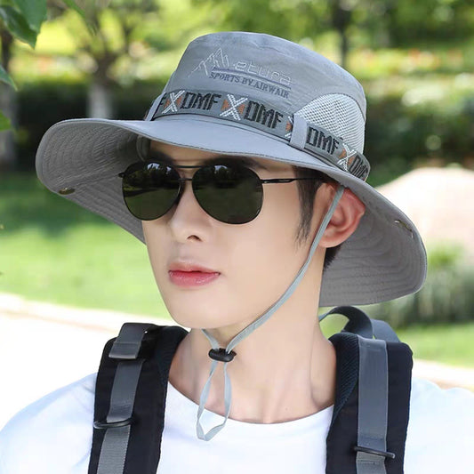 Men's Wide Brim Outdoor Bucket Hat - UV Sun Protection Fishing Cap