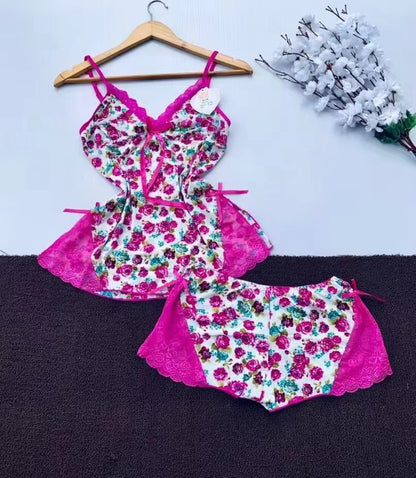 Fashionable V-Neck Strap Nightwear - 2-Piece Summer Sleepwear Set for Women