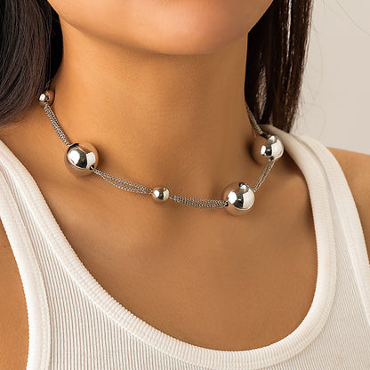 Statement Chunky Faux Pearl Necklace & Bracelet Set