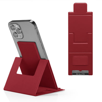 Ultra-Thin Foldable PU Leather Desktop Phone Stand - Portable Adhesive Phone Holder for Desk & Office