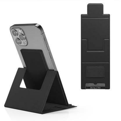 Ultra-Thin Foldable PU Leather Desktop Phone Stand - Portable Adhesive Phone Holder for Desk & Office