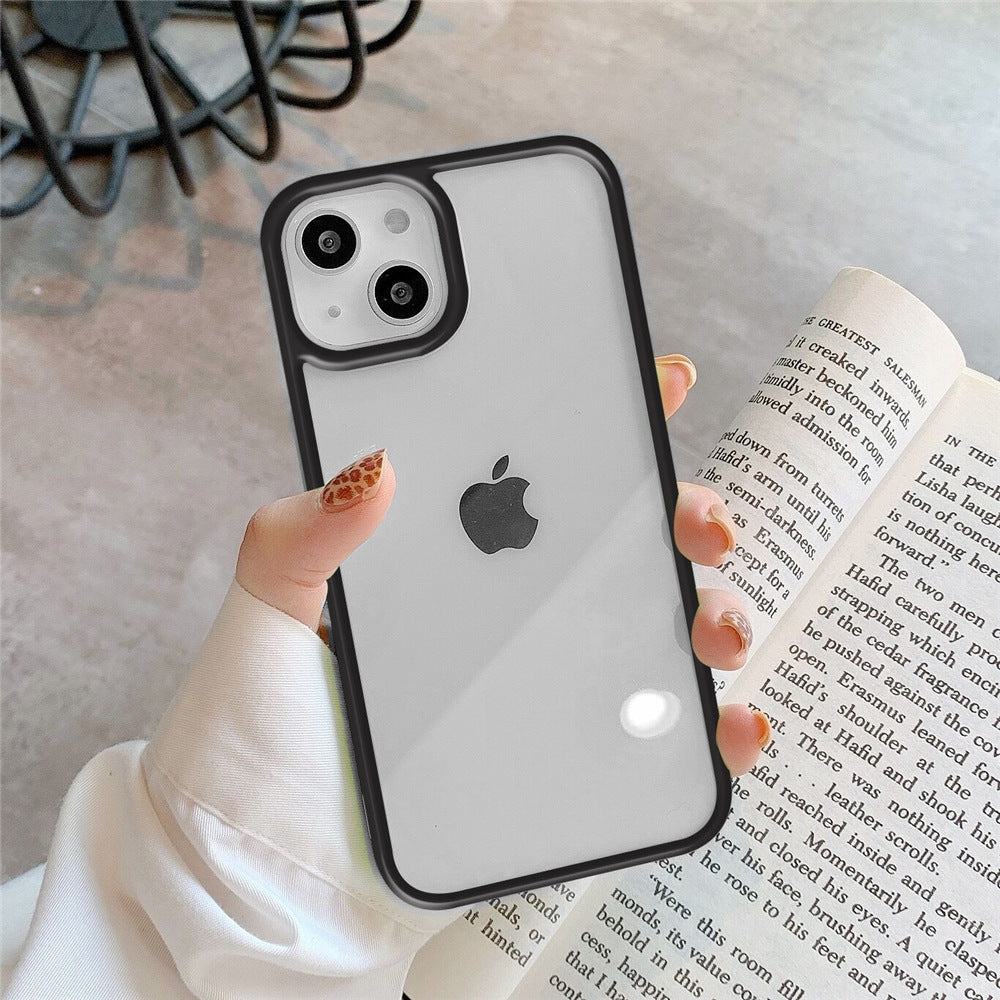 Candy Color Frame Clear Acrylic Phone Case for iPhone 15 14 13 12 Pro Max - Transparent Matte Shockproof Cover