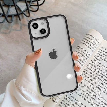 Candy Color Frame Clear Acrylic Phone Case for iPhone 15 14 13 12 Pro Max - Transparent Matte Shockproof Cover