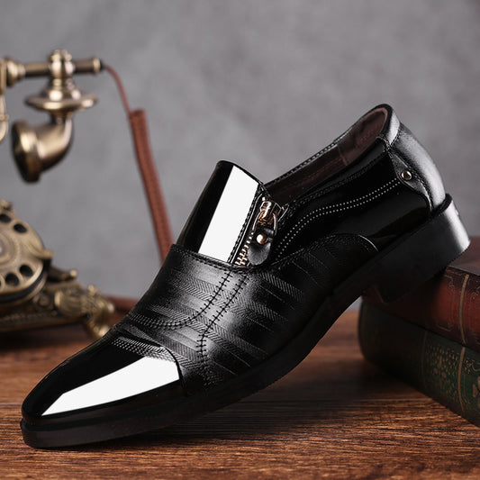 Men's Business Formal Leather Shoes - Glossy Pointed Toe Slip-On Dress Shoes