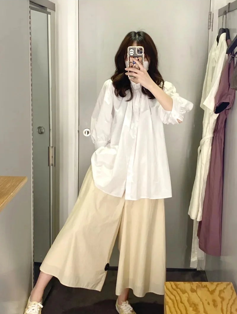 Women's 100% Cotton Wide Leg Pants - Breathable Loose Fit Summer Trousers