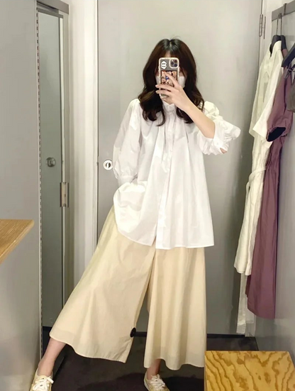 Women's 100% Cotton Wide Leg Pants - Breathable Loose Fit Summer Trousers