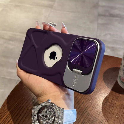 Magnetic Lens Holder Phone Case - Protective Stand Cover with Camera Protection for iPhone