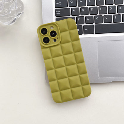3D Stereo Lattice Puffer Phone Case for iPhone 14 Pro Max - Soft Silicone Geometric Protective Cover
