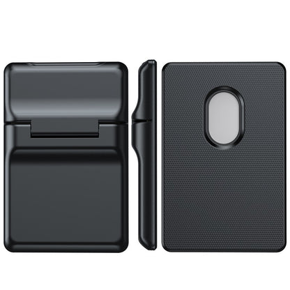 Magnetic Back Stick-On Card Wallet Pouch with Flip Stand Bracket for iPhone