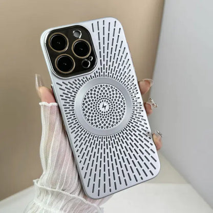 Slim Mesh Vent Cooling MagSafe iPhone Case - Shockproof Heat Dissipation Matte Back Cover