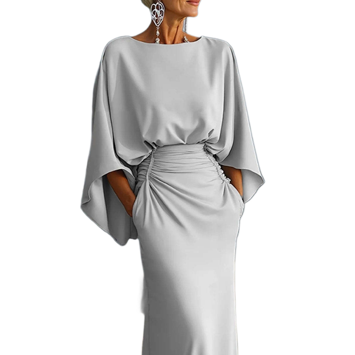 Women's Elegant Backless Pleated Maxi Dress - Formal Long Evening Gown
