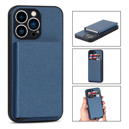 Aluminum Alloy Sliding Card Holder Wallet Case for iPhone 14 Pro Max 13 12 11 - Metal Back Cover